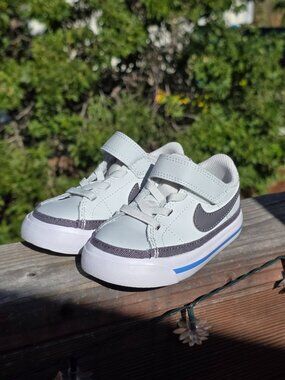 Nike Court Legacy Toddler Shoes White Grey Blue 6C NWOT